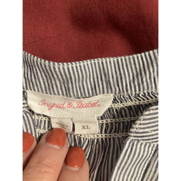 Ingrid & Isabel Maternity Blouse XL Blue White Pin Stripe - Picture 15 of 16